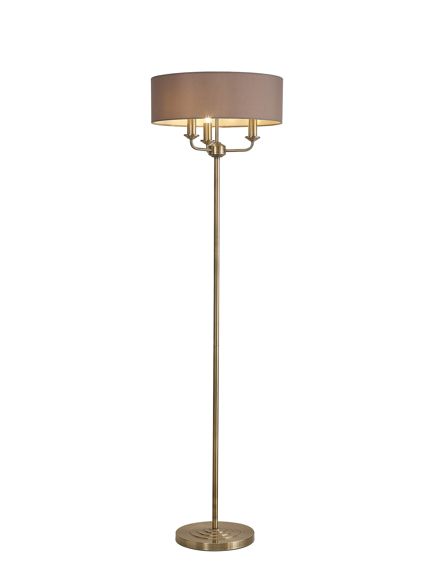 DK0902  Banyan 45cm 3 Light Floor Lamp Antique Brass; Grey